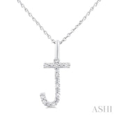 1/20 ctw Initial 'J' Round Cut Diamond Fashion Pendant With Chain in Sterling Silver